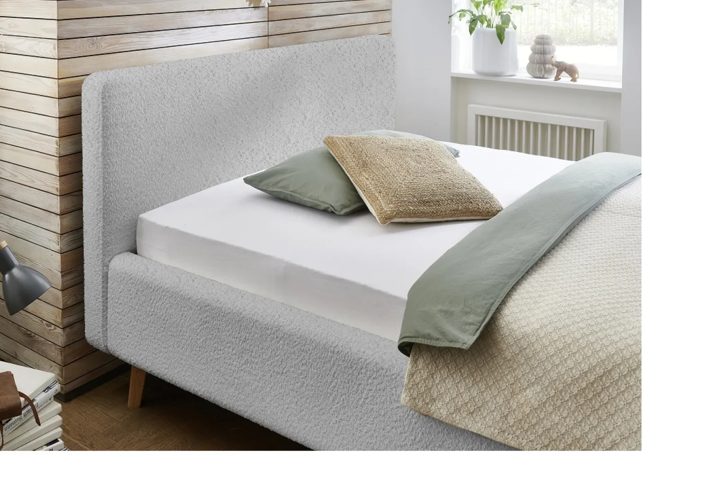 Polsterbett Mattis | grau Flausch | 160 x 200 cm | ohne Lattenrost & Bettkasten