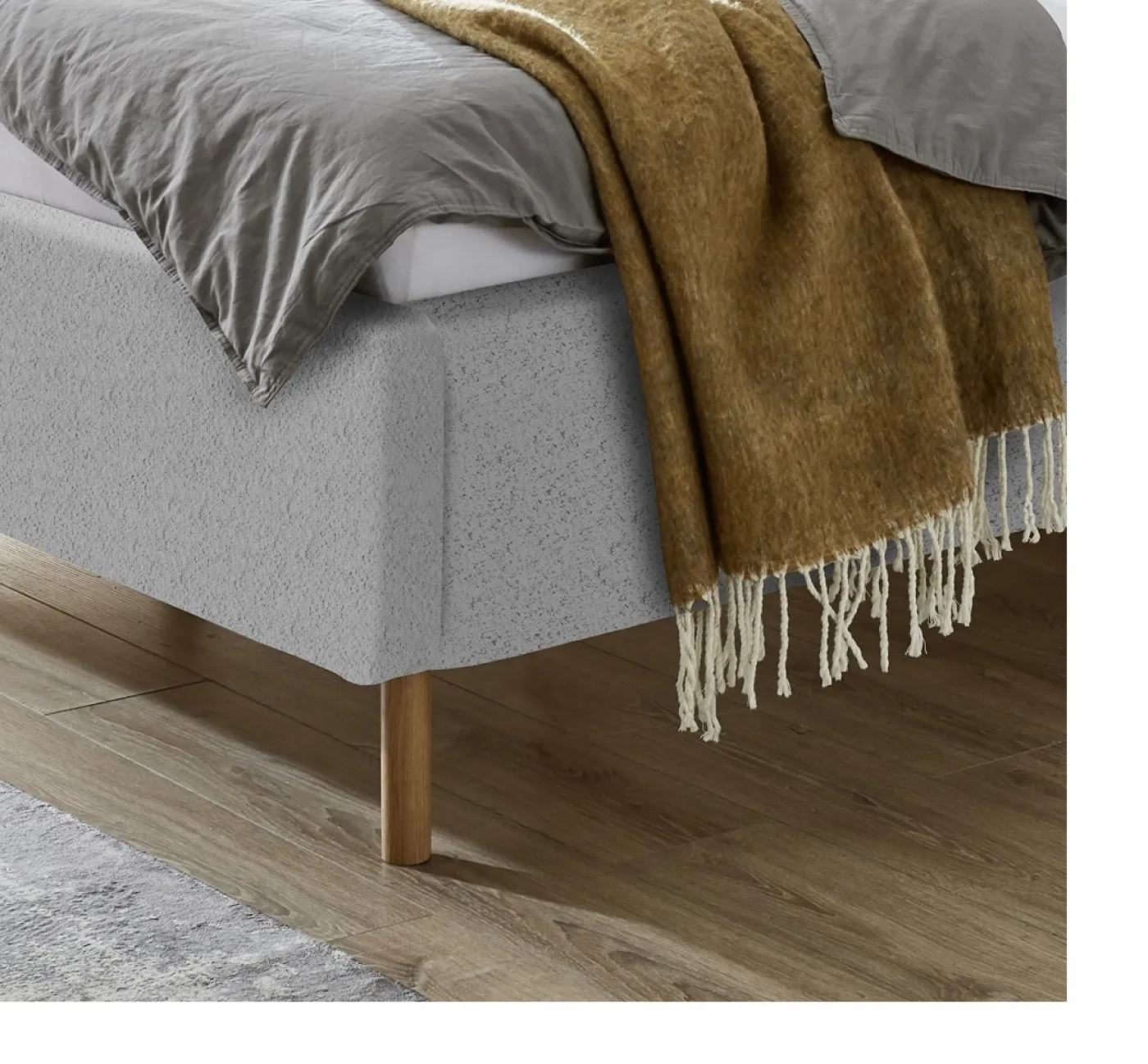 Polsterbett Mattis | grau Flausch | 180 x 200 cm | mit Lattenrost & Bettkasten