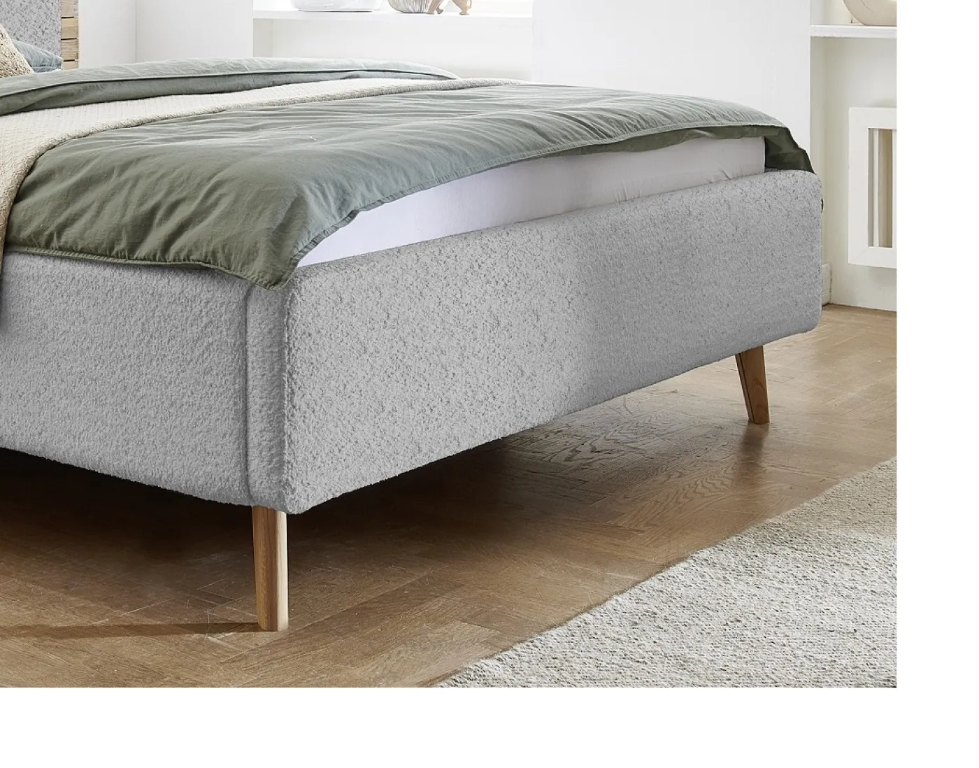 Polsterbett Mattis | grau Flausch | 180 x 200 cm | ohne Lattenrost & Bettkasten
