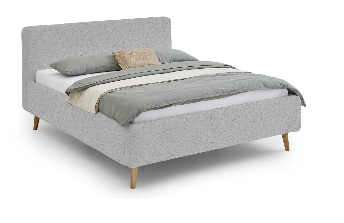 Polsterbett Mattis | grau Flausch | 180 x 200 cm | ohne Lattenrost & Bettkasten
