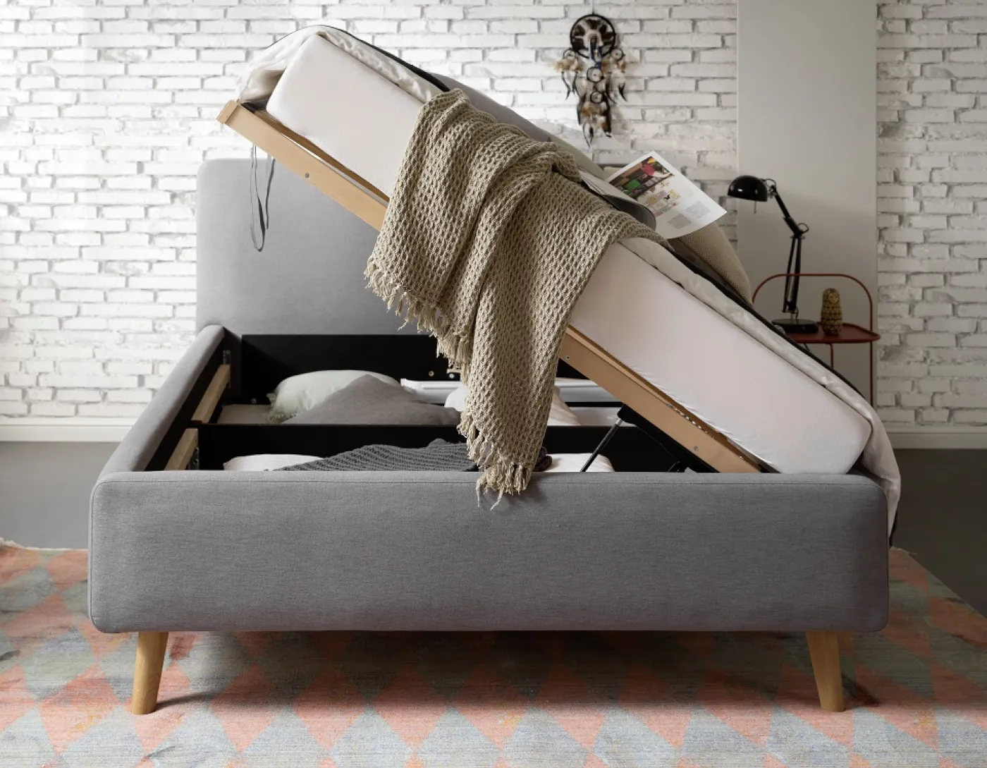 Polsterbett Mattis | hellgrau | 140/160/180 x 200 cm | verschiedene Größen