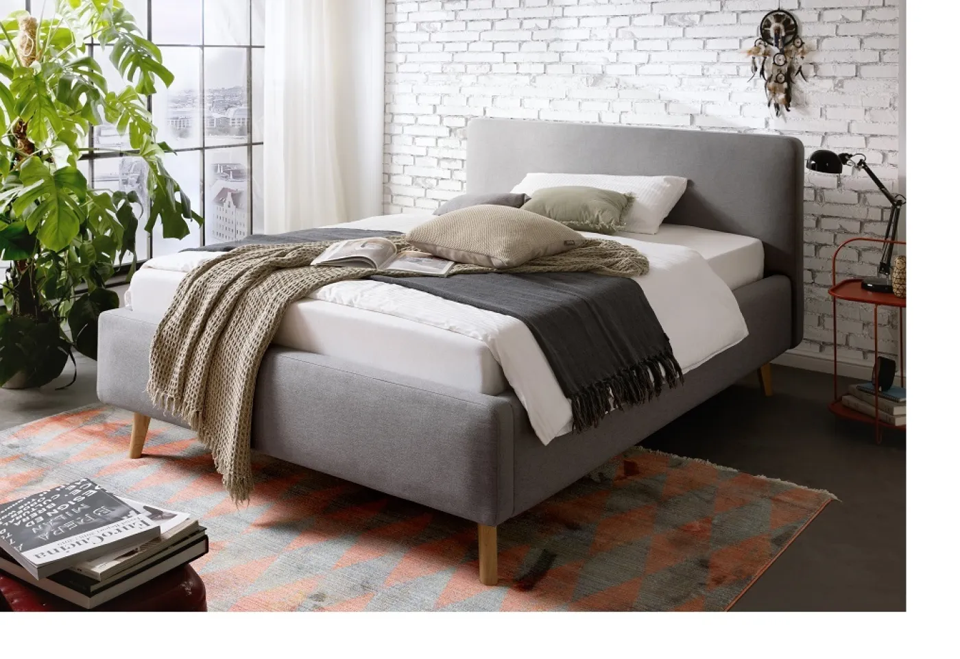 Polsterbett Mattis | hellgrau | 140/160/180 x 200 cm | verschiedene Größen