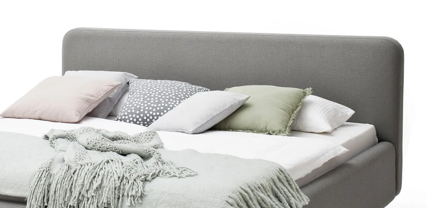Polsterbett Mattis | hellgrau | 160 x 200 cm | mit Lattenrost & Bettkasten