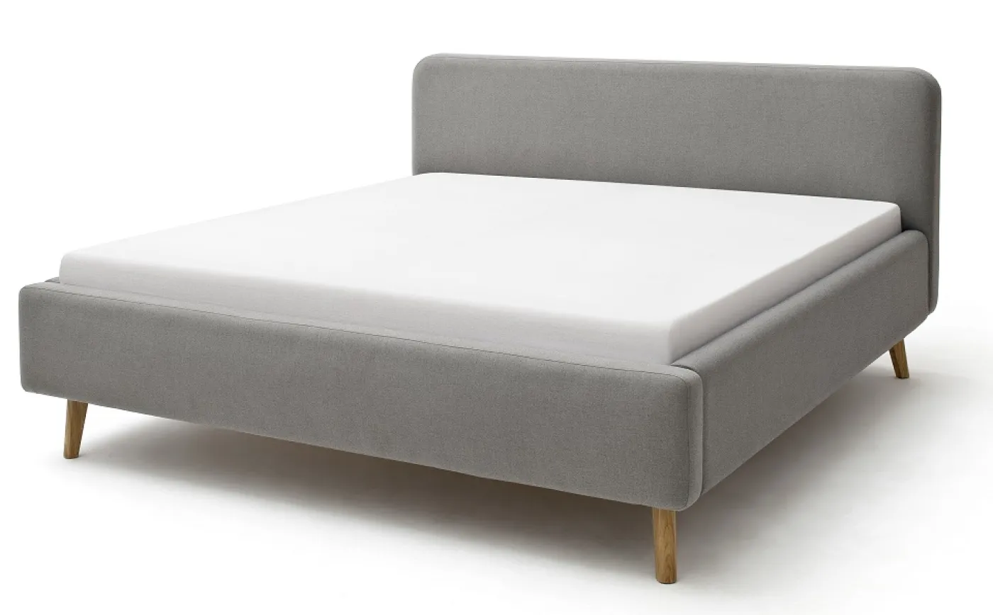 Polsterbett Mattis | hellgrau | 180 x 200 cm | mit Lattenrost & Bettkasten