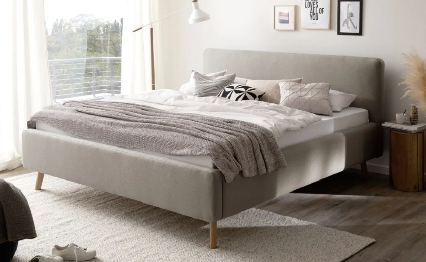 Polsterbett Mattis | taupe | 140/160/180 x 200 cm | verschiedene Größen