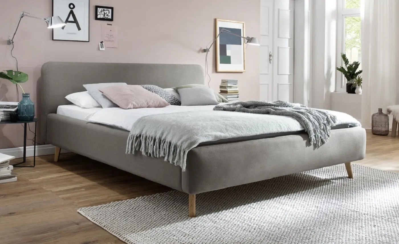 Polsterbett Mattis | taupe | 180 x 200 cm | mit Lattenrost & Bettkasten