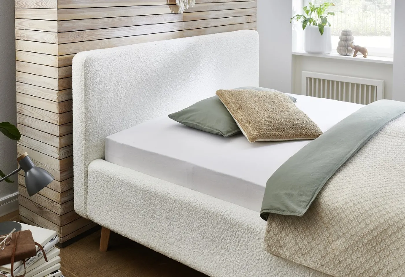 Polsterbett Mattis | weiß Flausch | 140/160/180 x 200 cm | verschiedene Größen