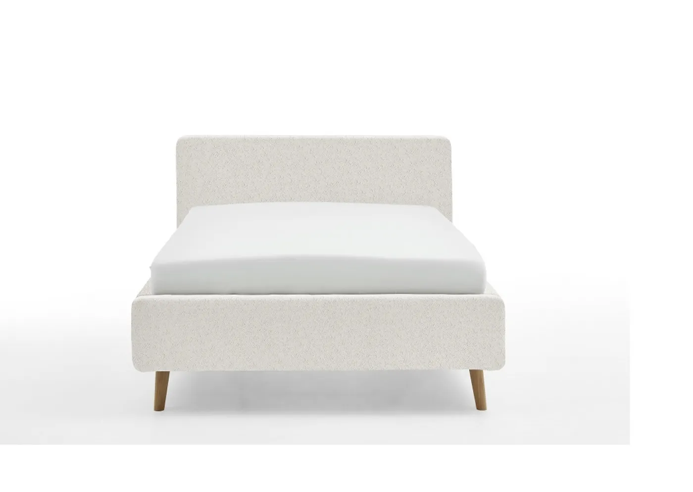 Polsterbett Mattis | weiß Flausch | 140 x 200 cm | ohne Lattenrost & Bettkasten