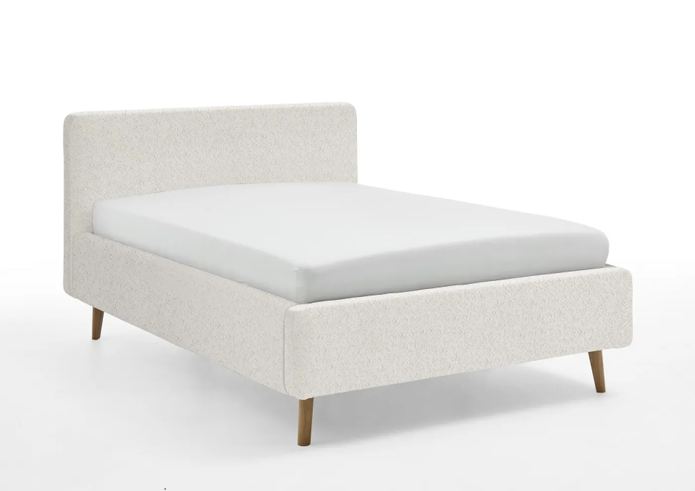 Polsterbett Mattis | weiß Flausch | 160 x 200 cm | mit Lattenrost & Bettkasten