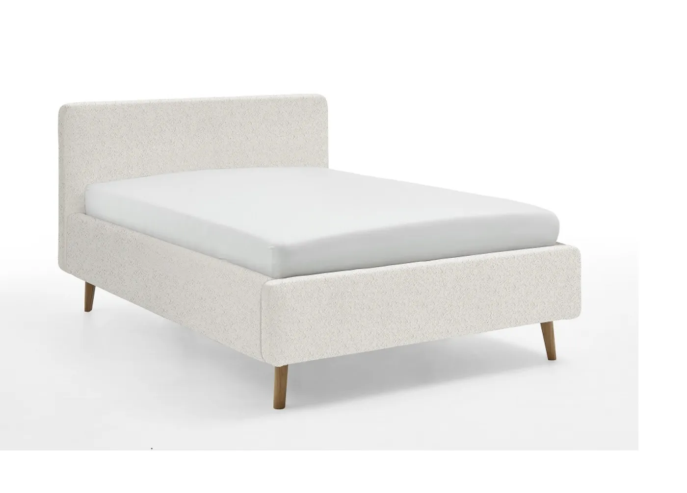Polsterbett Mattis | weiß Flausch | 160 x 200 cm | ohne Lattenrost & Bettkasten