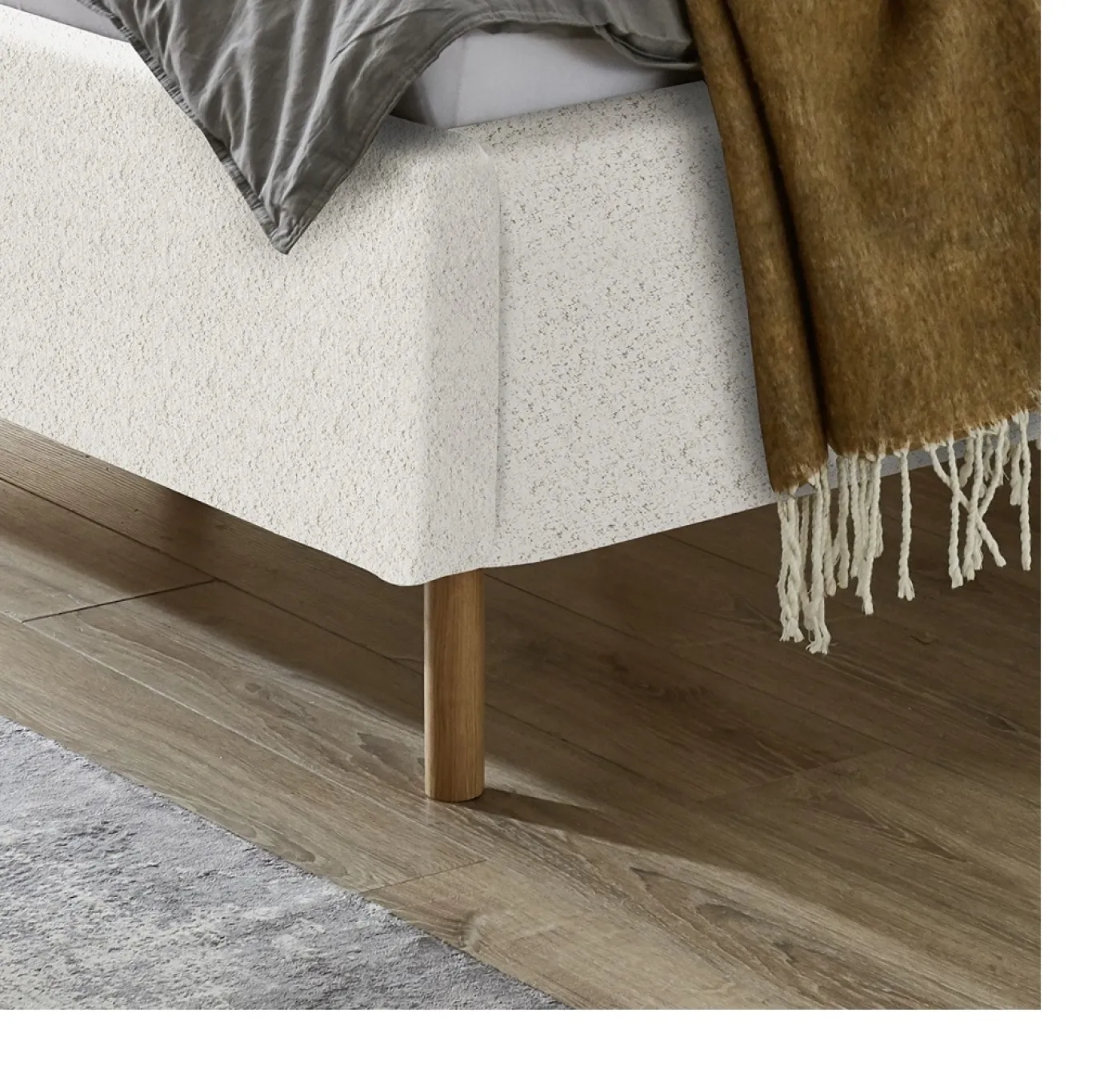 Polsterbett Mattis | weiß Flausch | 180 x 200 cm | mit Lattenrost & Bettkasten