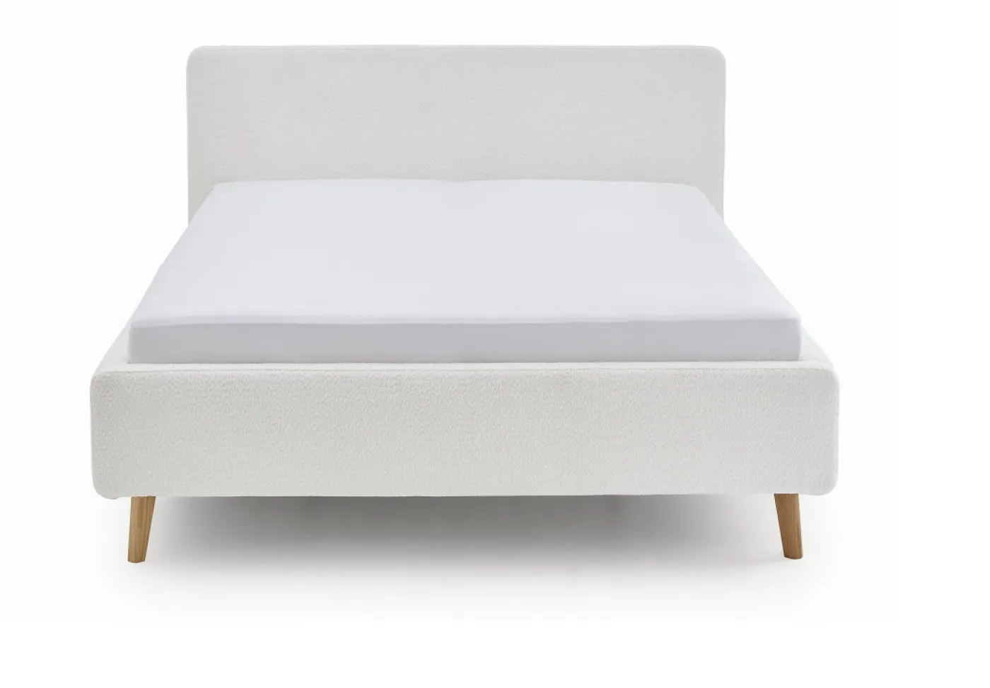 Polsterbett Mattis | weiß Flausch | 180 x 200 cm | mit Lattenrost & Bettkasten