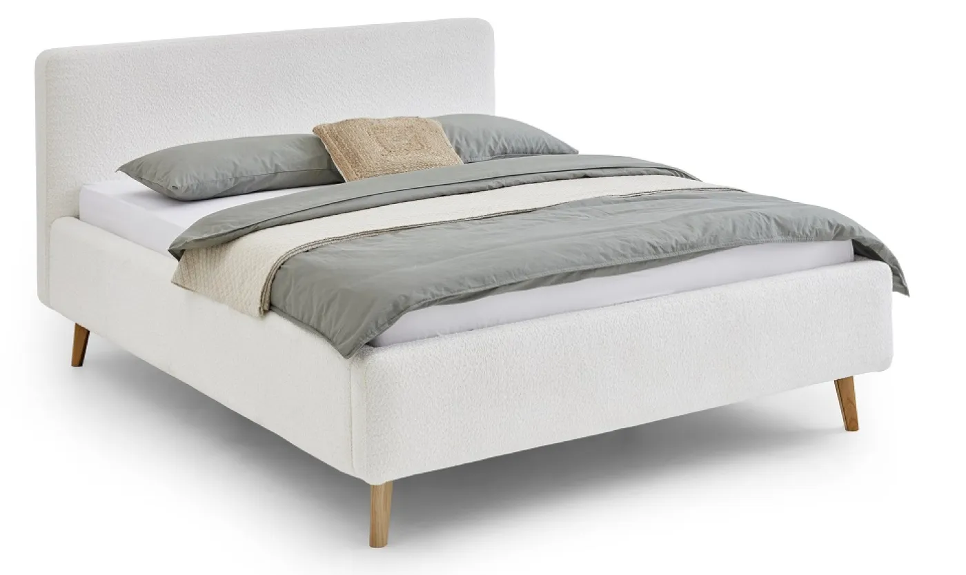 Polsterbett Mattis | weiß Flausch | 180 x 200 cm | ohne Lattenrost & Bettkasten