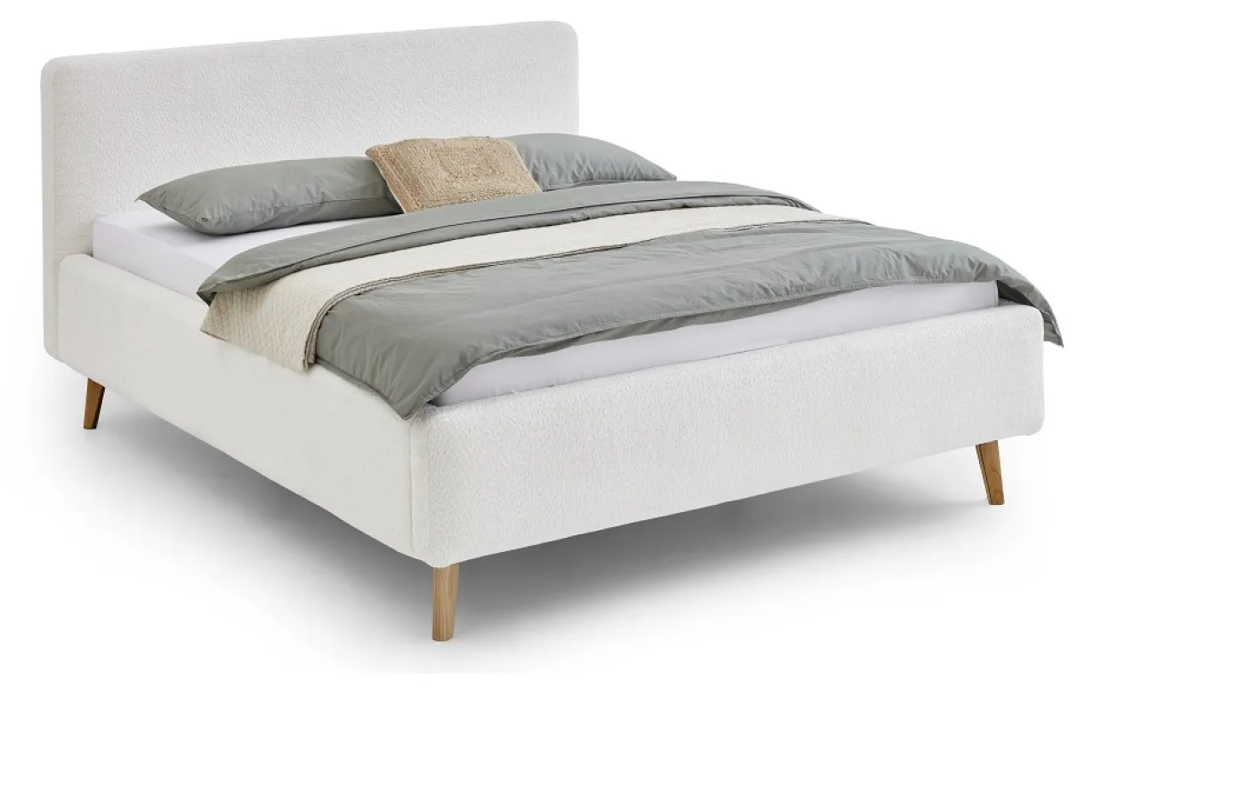 Polsterbett Mattis | weiß Flausch | 180 x 200 cm | ohne Lattenrost & Bettkasten