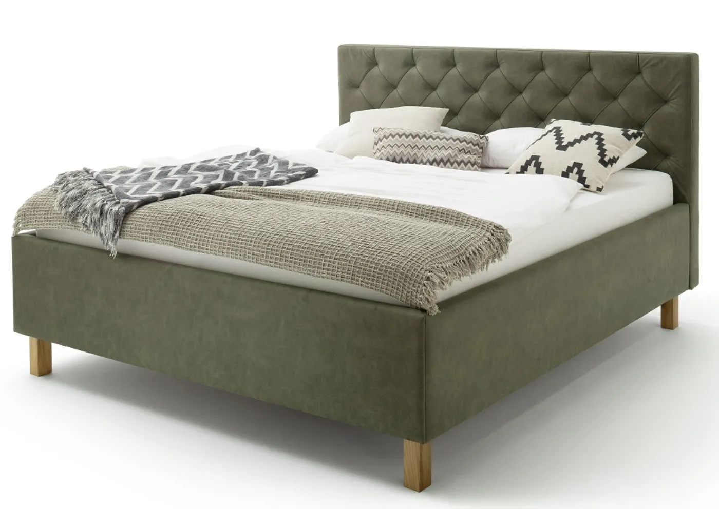 Polsterbett San Remo inkl. Bettkasten | grün | 160 x 200 cm