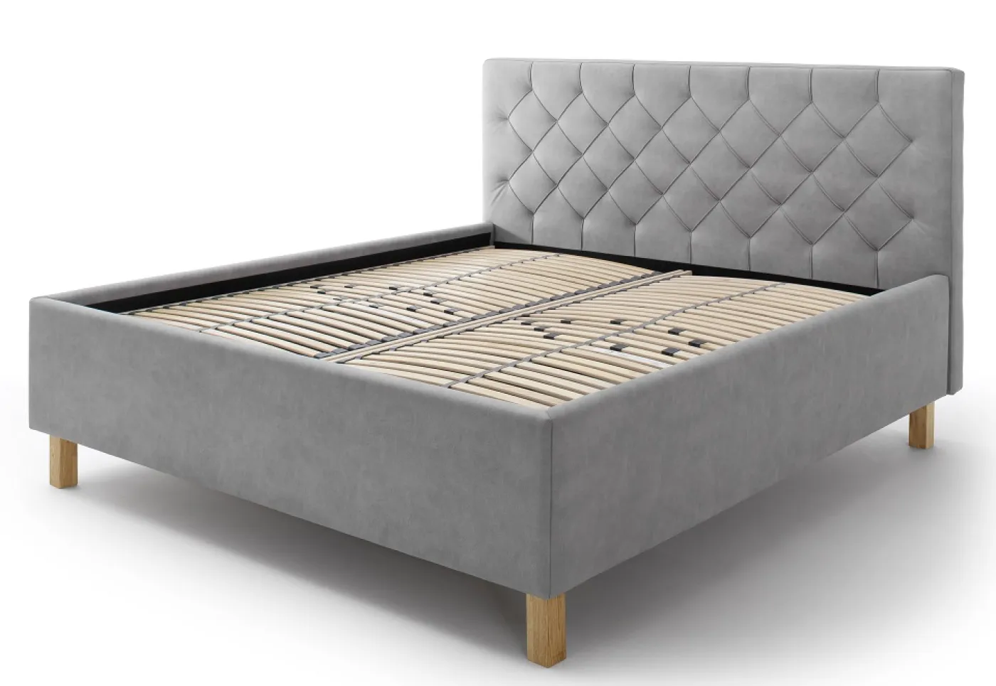 Polsterbett San Remo inkl. Bettkasten | hellgrau | 180 x 200 cm