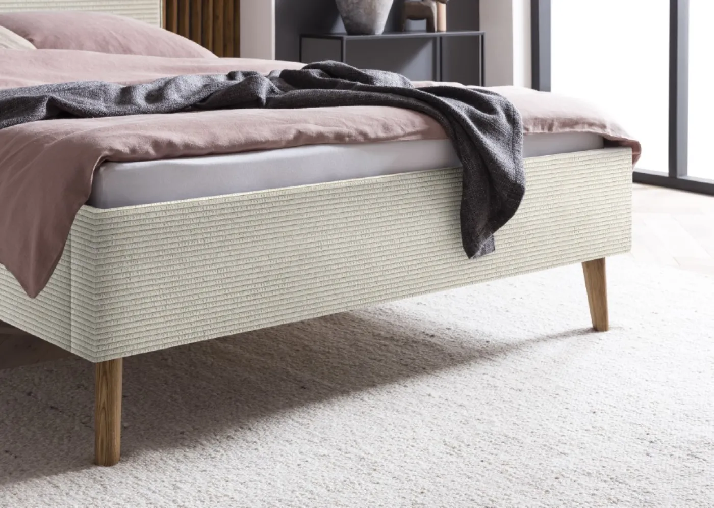 Polsterbett Twister | Cord | beige | 140 x 200 cm