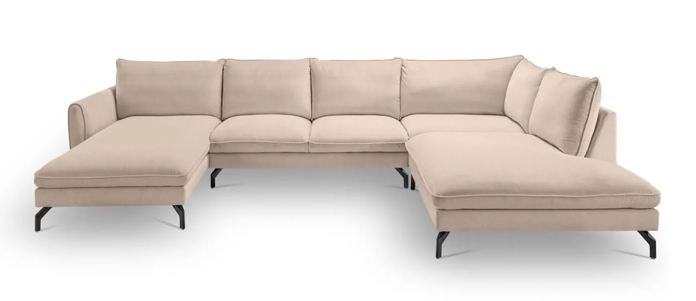 Polstersofa Toronto U-Form rechts | 202cm | Webstoff | beige