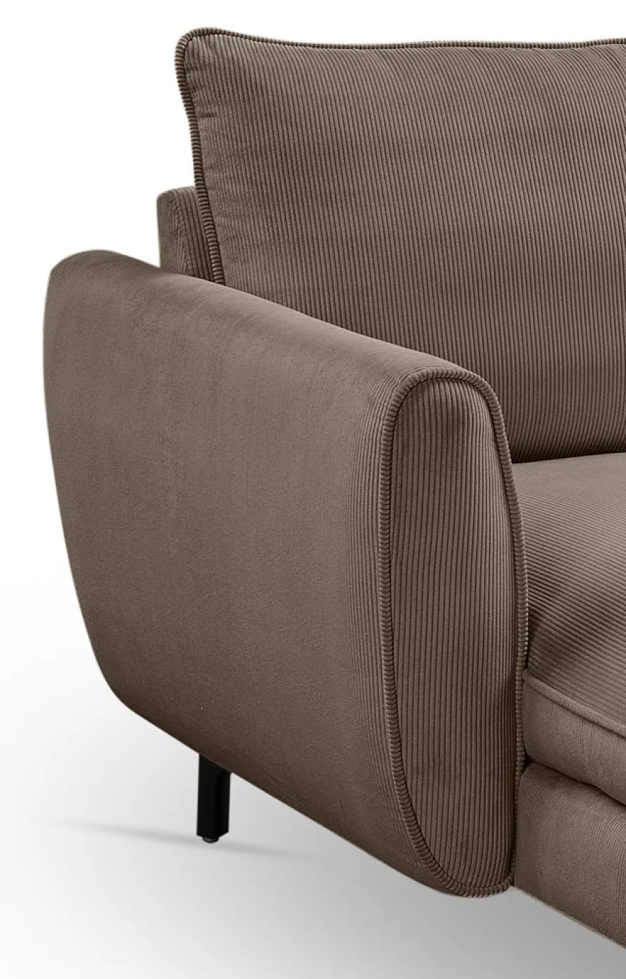 Polstersofa Toronto U-Form rechts | 202cm | Webstoff | braun-beige