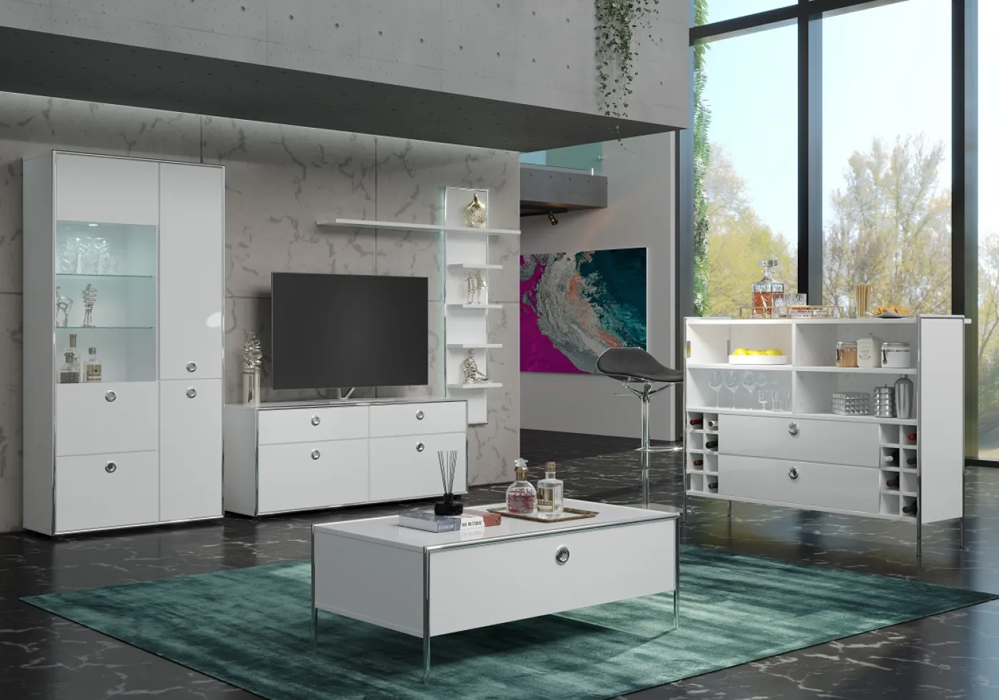 Regalschrank Barschrank Infinity | weiß Hochglanz