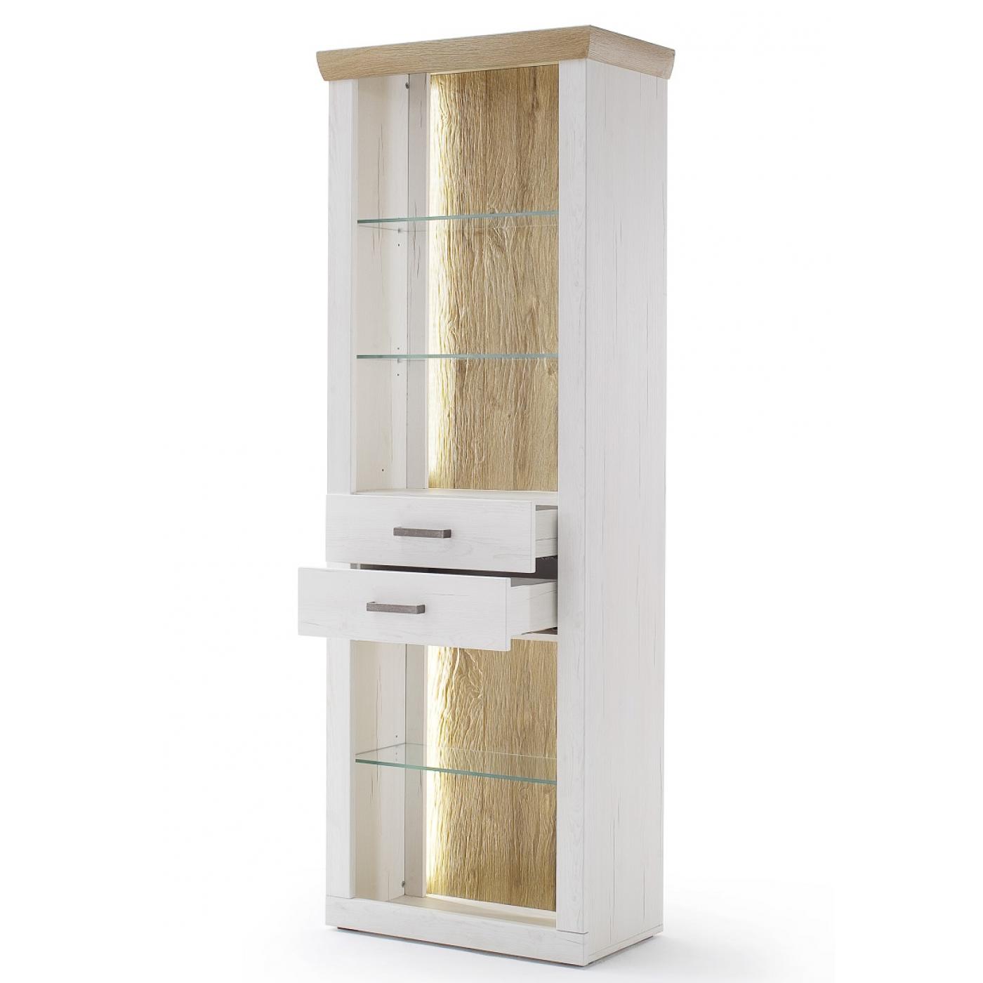 Regalschrank Madrid | Landhaus | Pinie Aurelio/ Grandson Oak | LED Beleuchtung