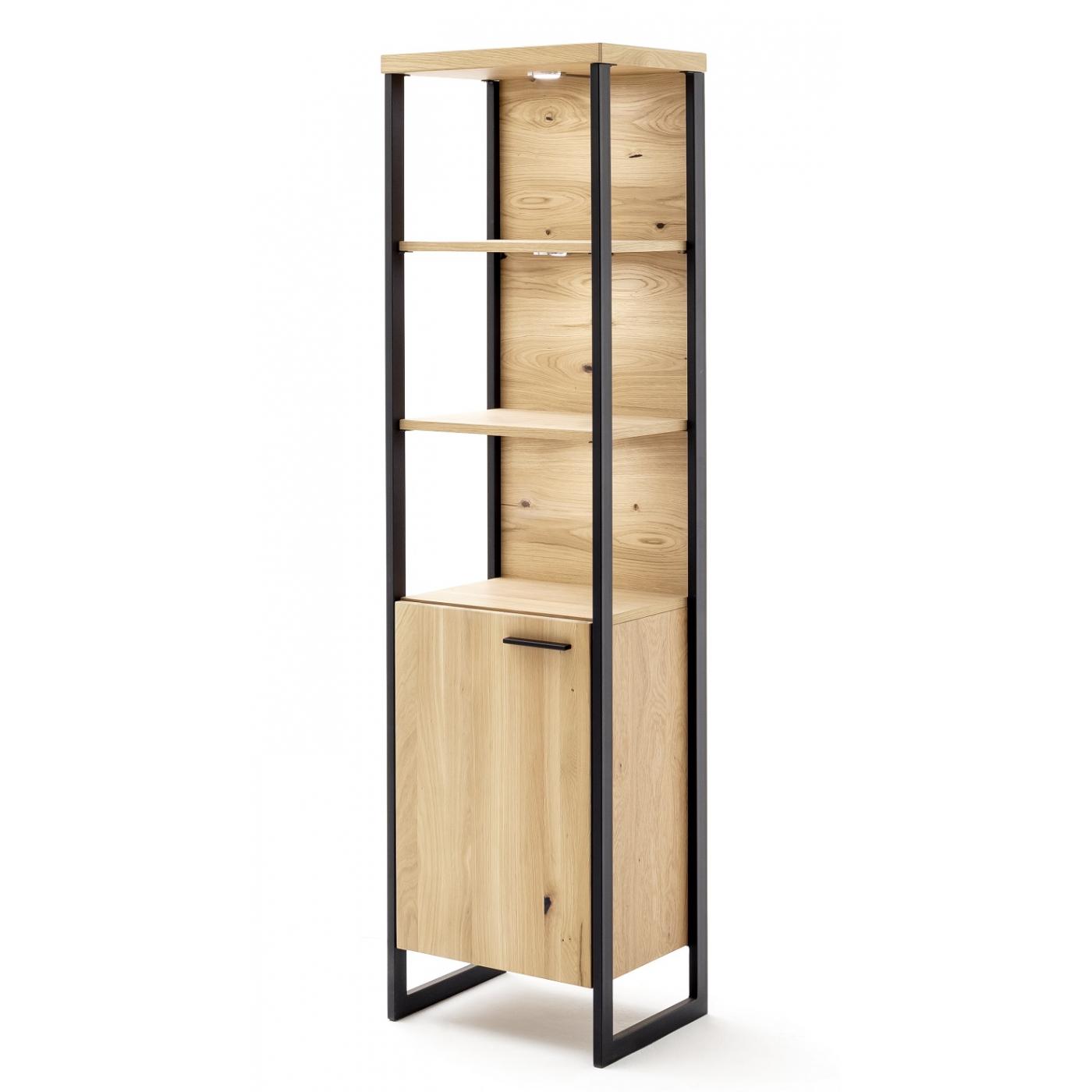 Regalschrank Salerno | Balkeneiche / Eiche Bianco | LED Beleuchtung