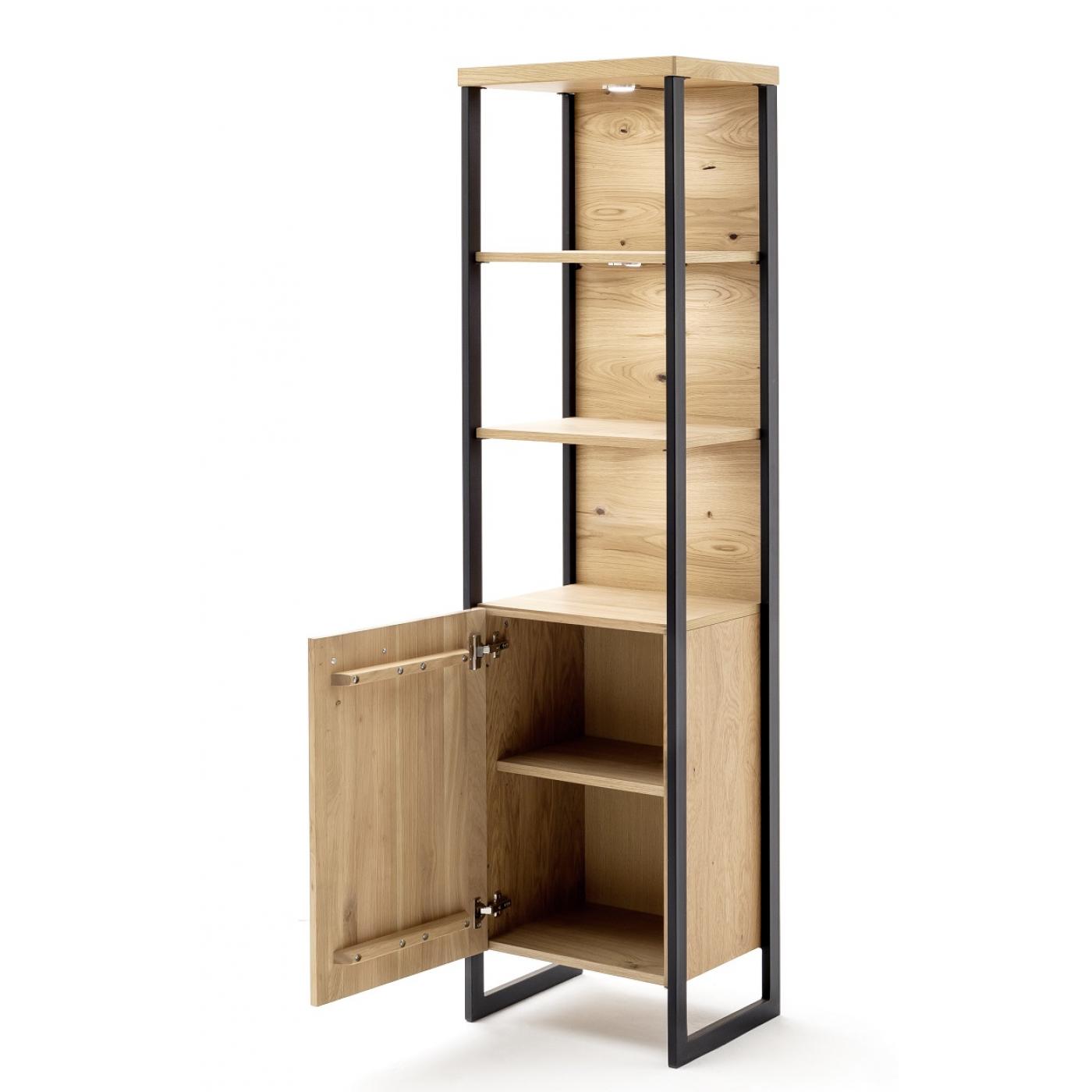 Regalschrank Salerno | Balkeneiche / Eiche Bianco | LED Beleuchtung