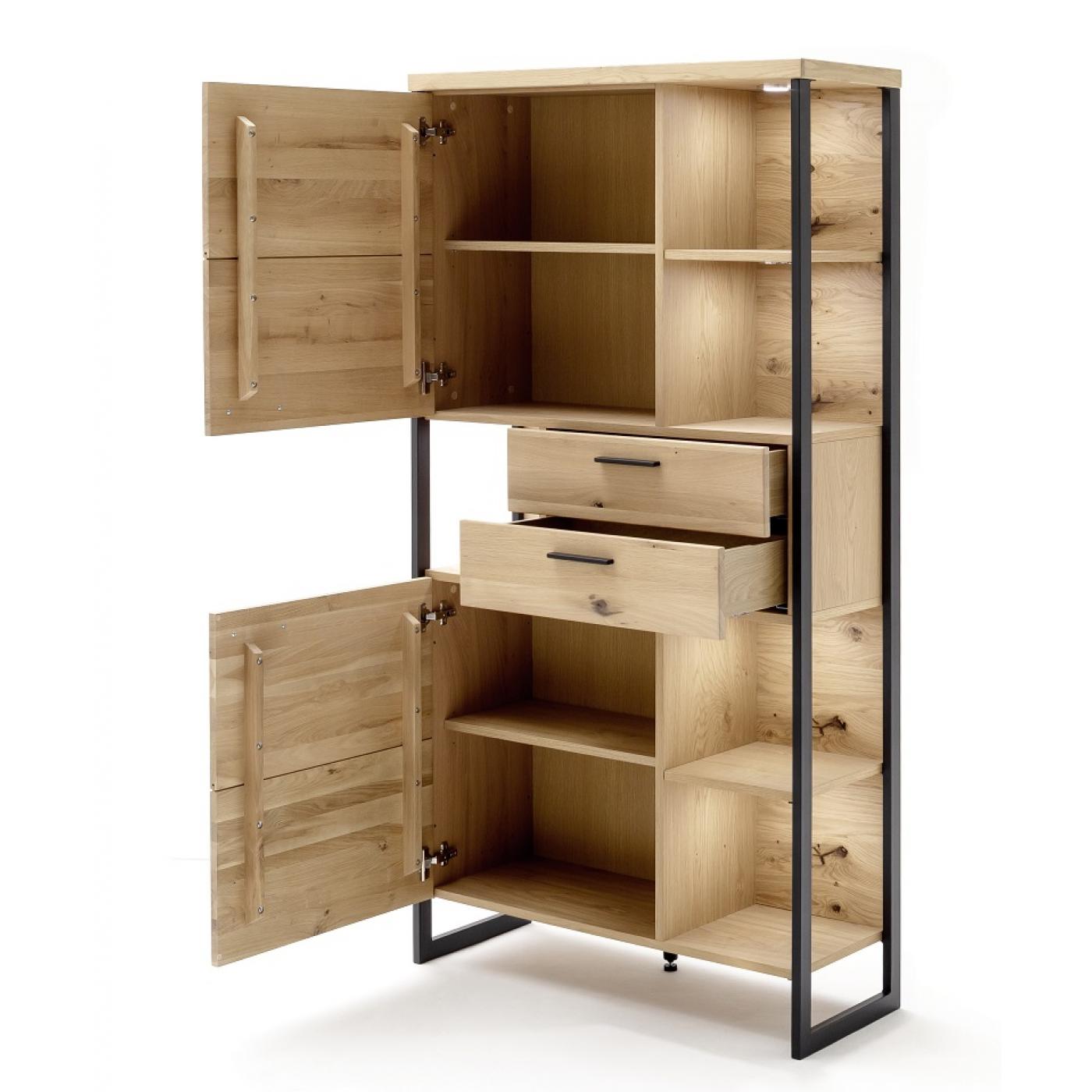 Regalschrank Salerno 3 | Balkeneiche / Eiche Bianco | LED Beleuchtung