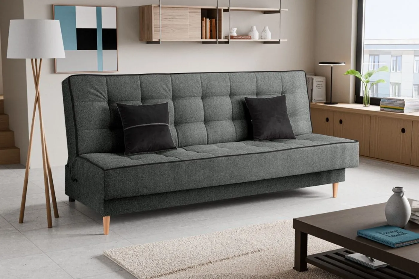 Schlafsofa 3-Sitzer Bono | 199cm | Strukturstoff | grau