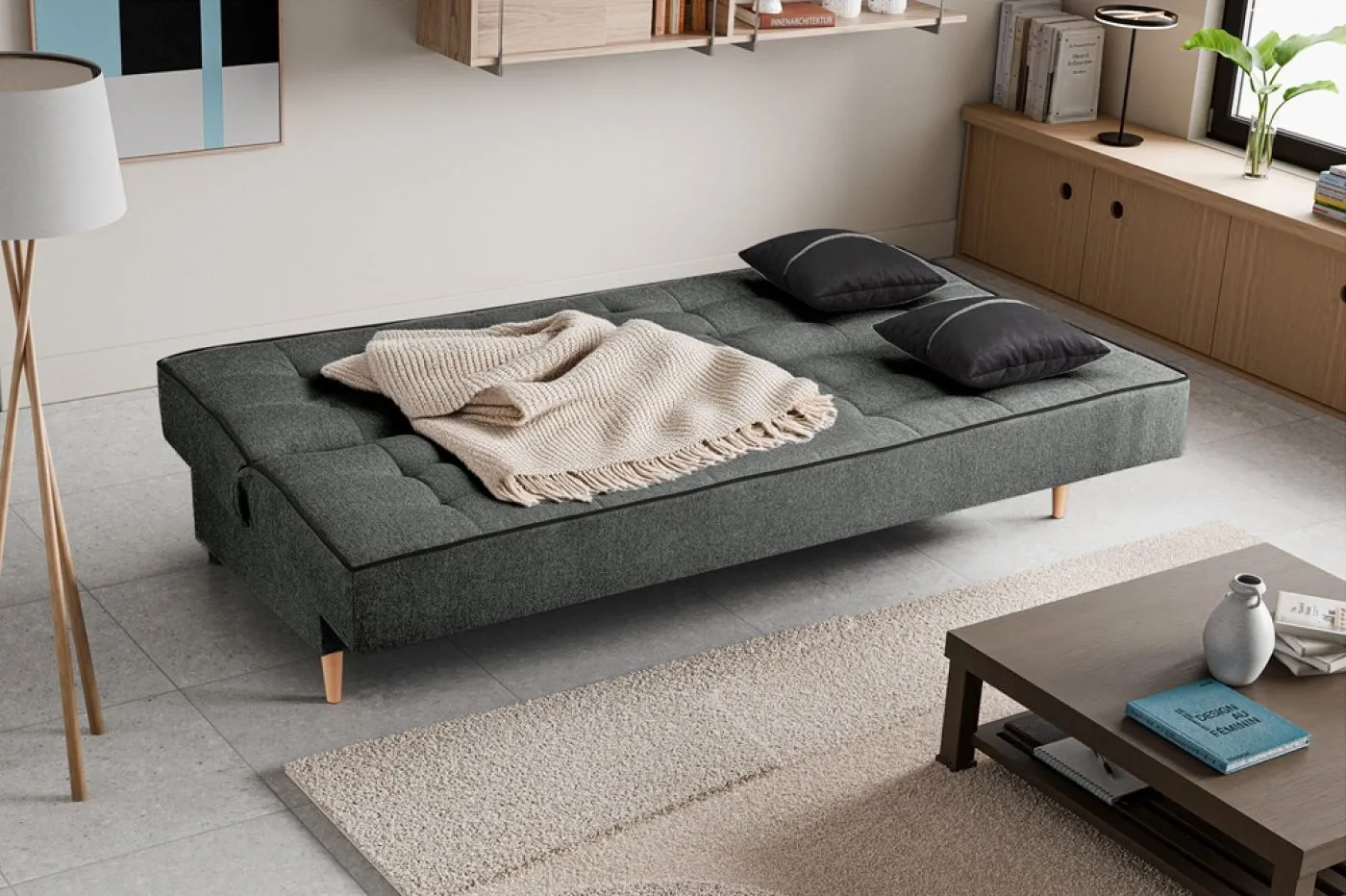 Schlafsofa 3-Sitzer Bono | 199cm | Strukturstoff | grau
