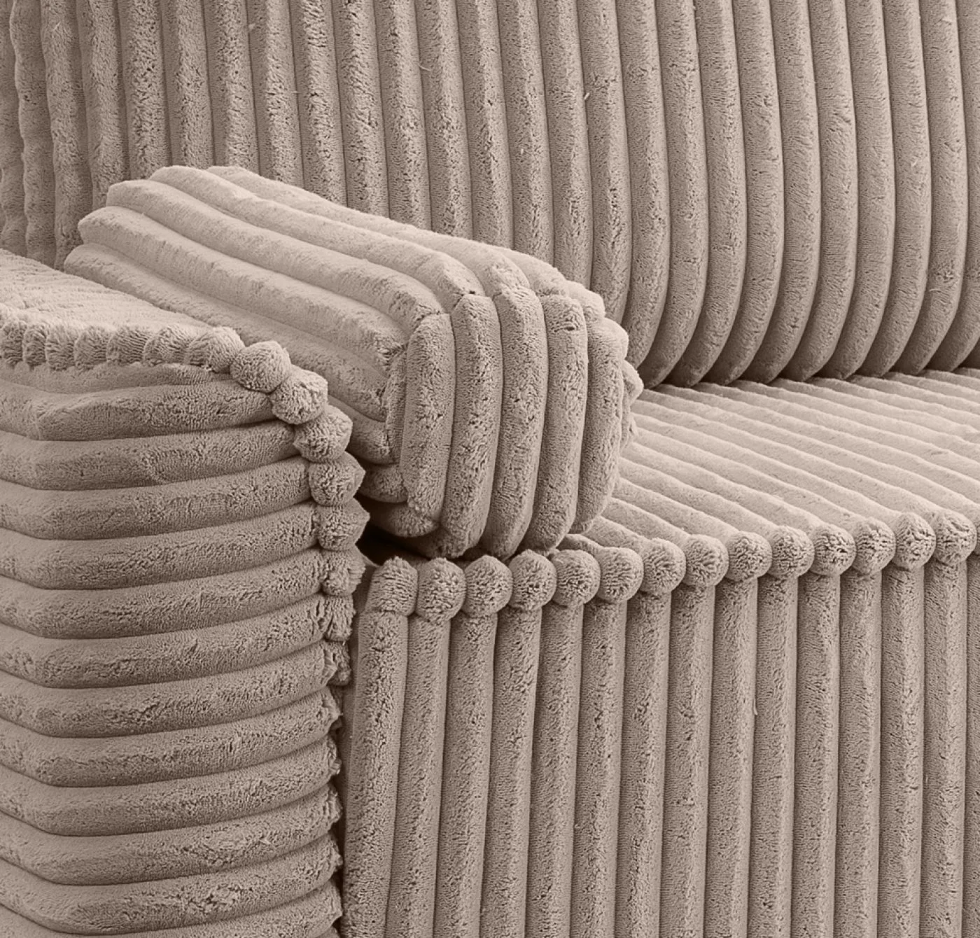 Schlafsofa 3-Sitzer Grubs | 225cm | Cord | grau-beige