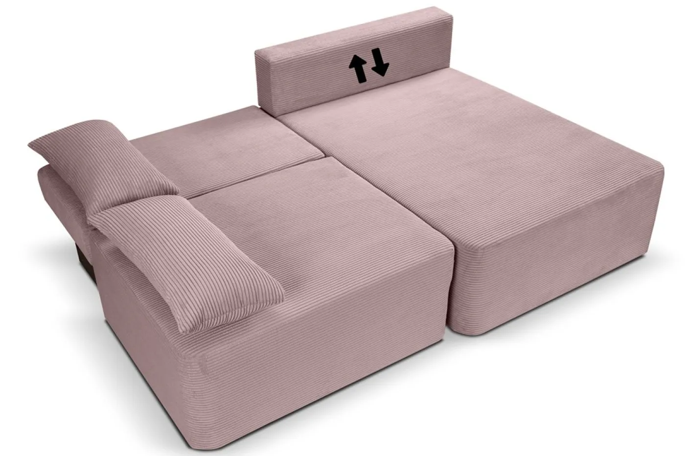 Schlafsofa Amsterix L-Form rechts | 213cm | Cord | altrosa