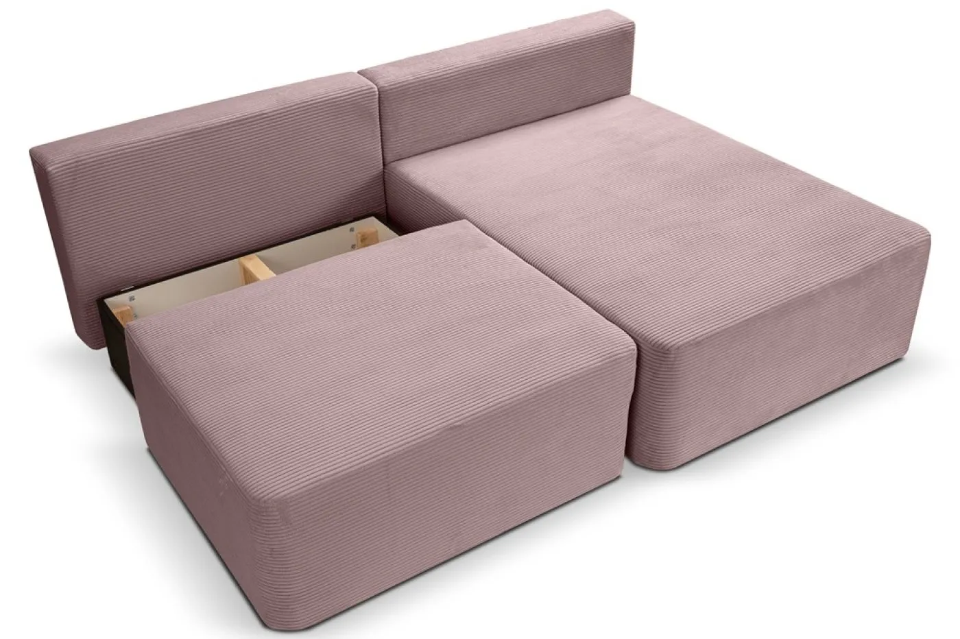 Schlafsofa Amsterix L-Form rechts | 213cm | Cord | altrosa