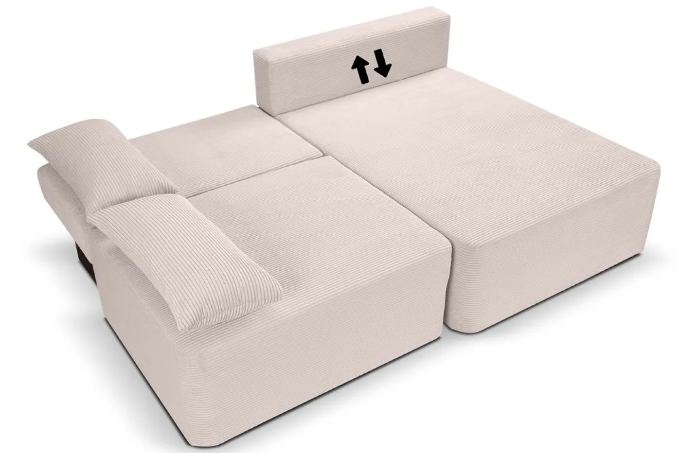 Schlafsofa Amsterix L-Form rechts | 213cm | Cord | grau-beige