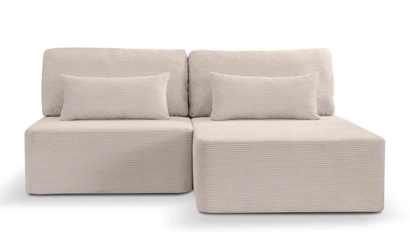 Schlafsofa Amsterix L-Form rechts | 213cm | Cord | grau-beige