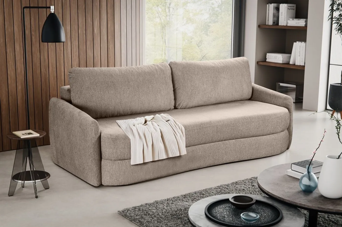 Schlafsofa Diana 3-Sitzer | 231cm | Strukturstoff | beige