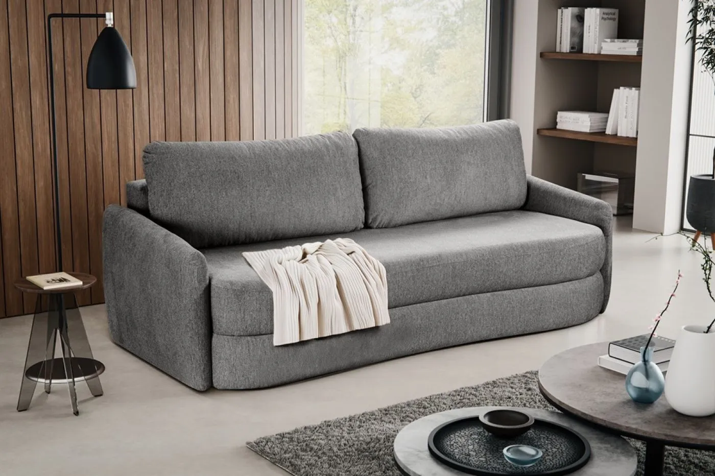 Schlafsofa Diana 3-Sitzer | 231cm | Strukturstoff | grau