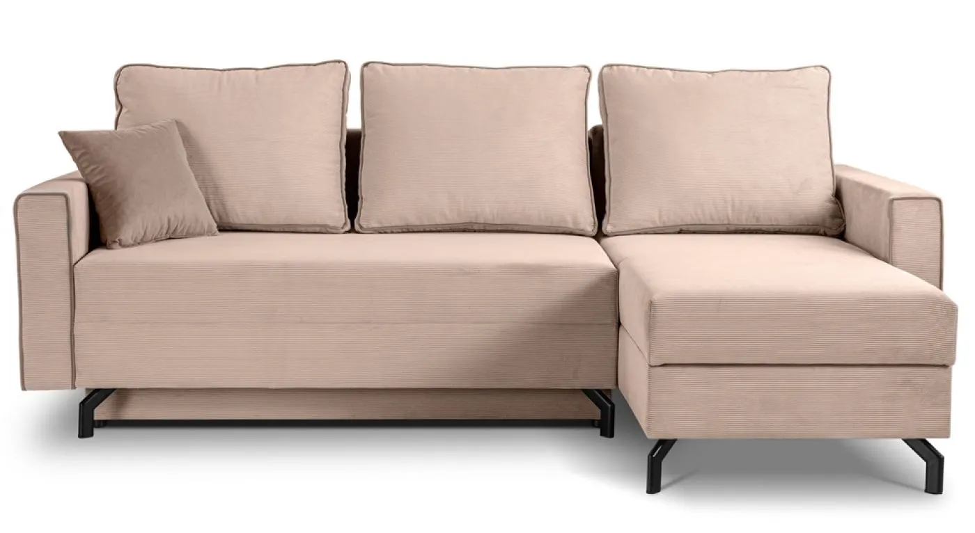 Schlafsofa Marti L-Form rechts | 230cm | Cord | altrosa