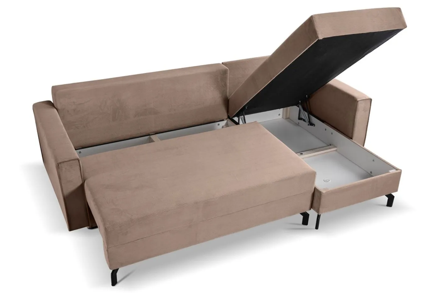 Schlafsofa Marti L-Form rechts | 230cm | Cord | altrosa
