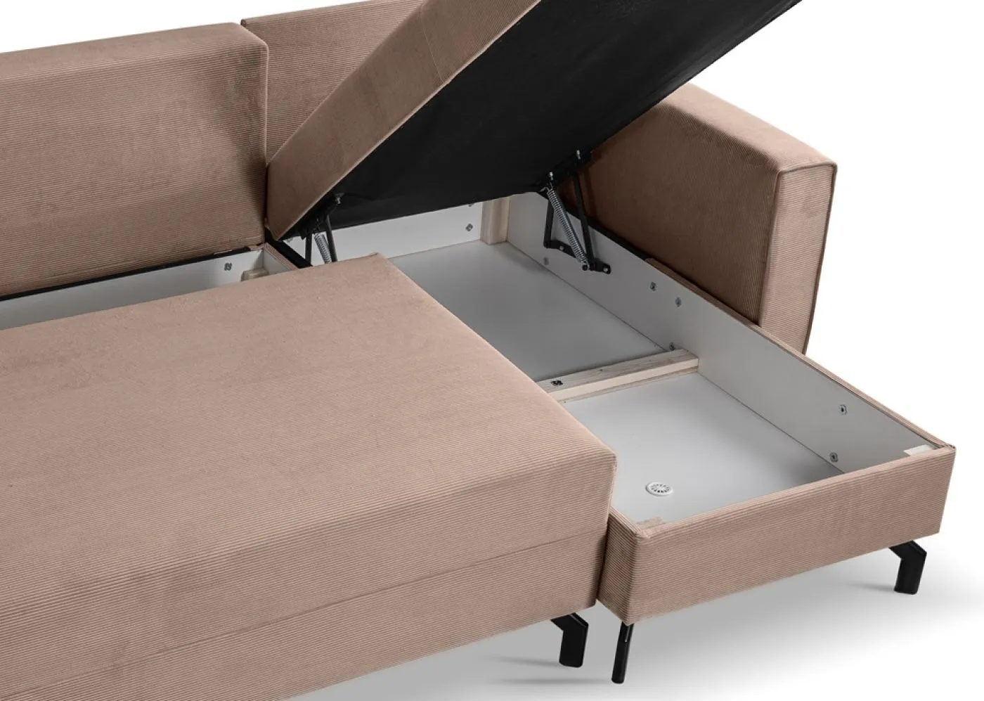 Schlafsofa Marti L-Form rechts | 230cm | Cord | altrosa