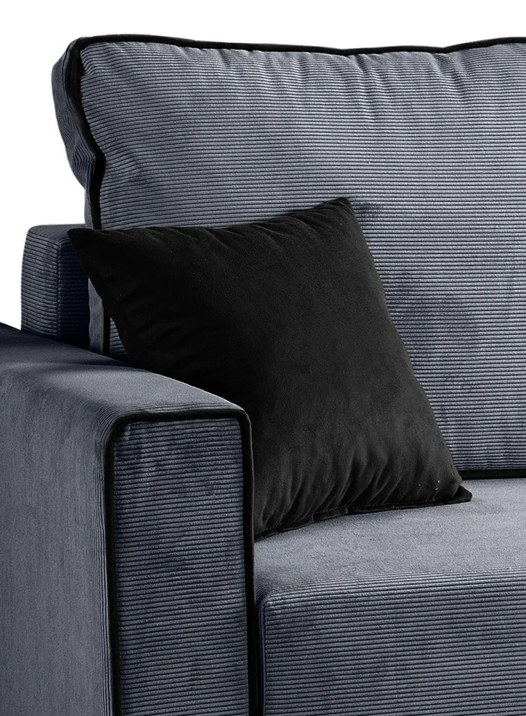 Schlafsofa Marti L-Form rechts | 230cm | Cord | blau-grau