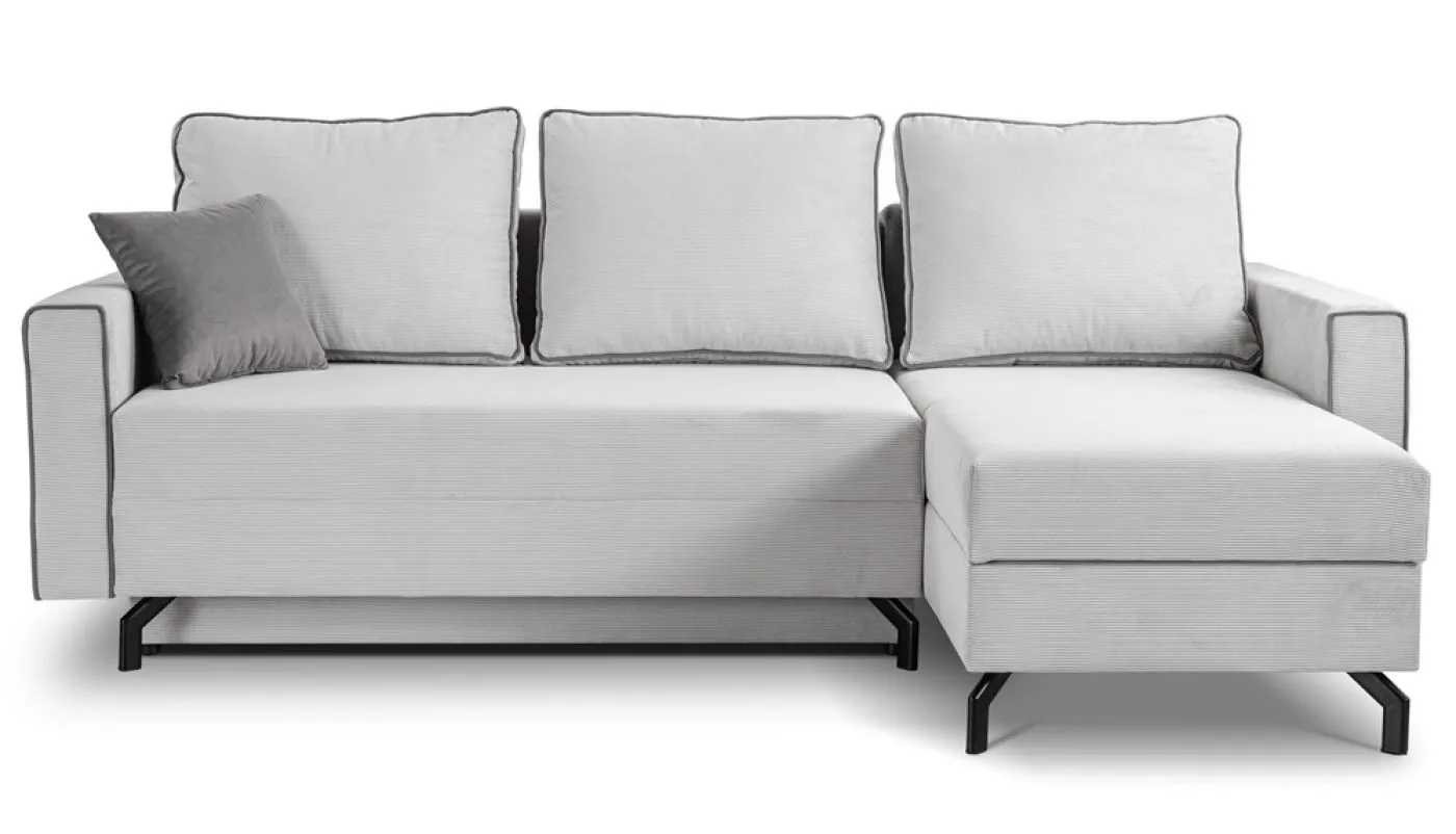 Schlafsofa Marti L-Form rechts | 230cm | Cord | hellgrau