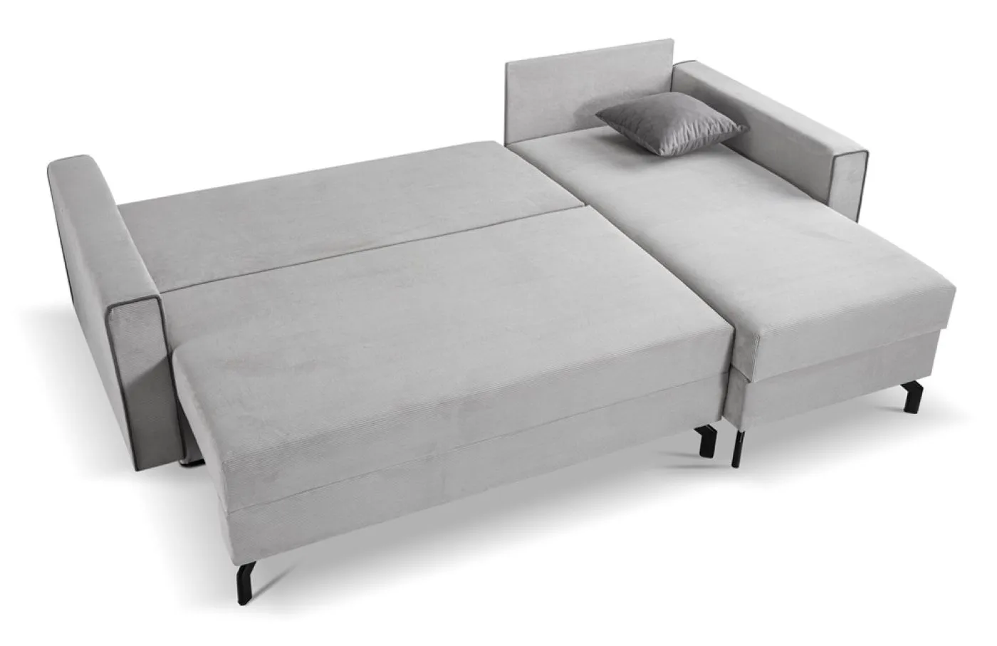Schlafsofa Marti L-Form rechts | 230cm | Cord | hellgrau