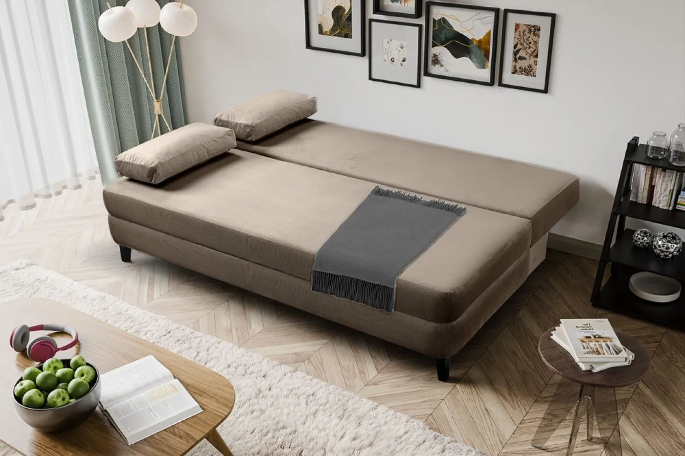 Schlafsofa Sorto 2,5-Sitzer | 200cm | Cord | braun-beige
