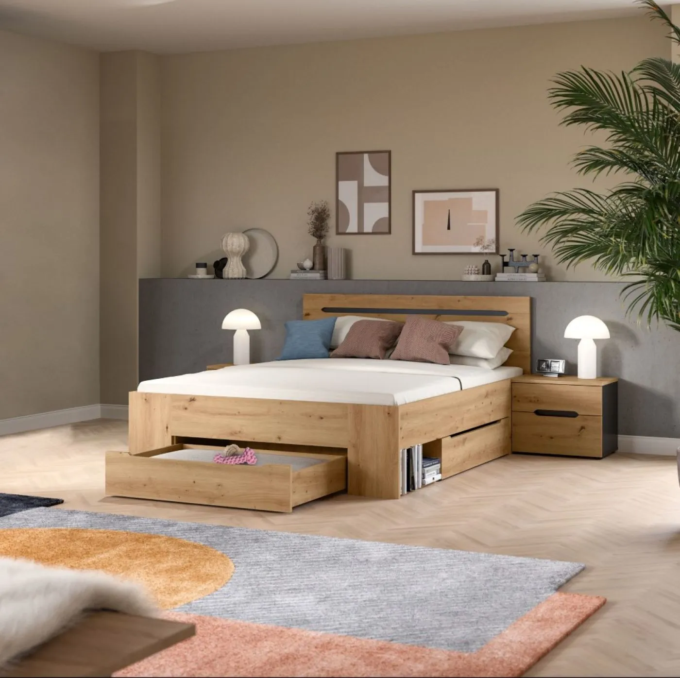 Schlafzimmer-Set Canu | artisan / Basalt grau | 3-teilig