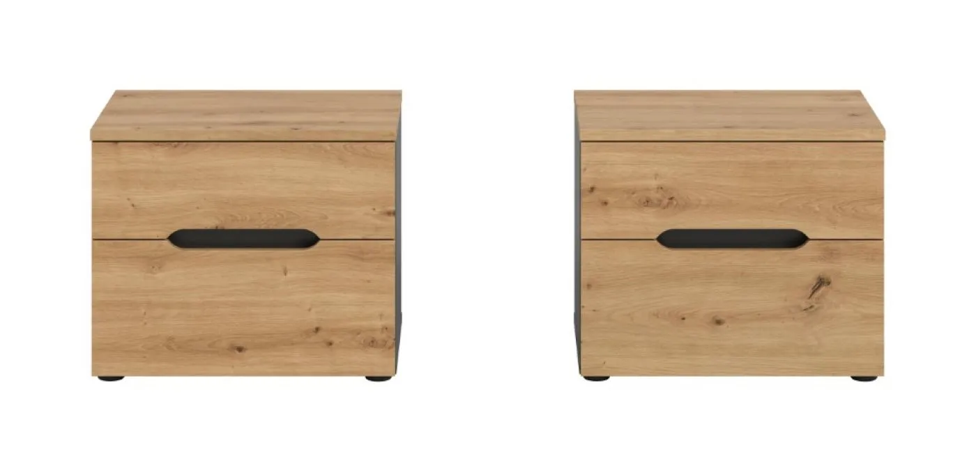 Schlafzimmer-Set Canu | Kleiderschrank mit Spiegeltüren | artisan / Basalt grau | 4-teilig