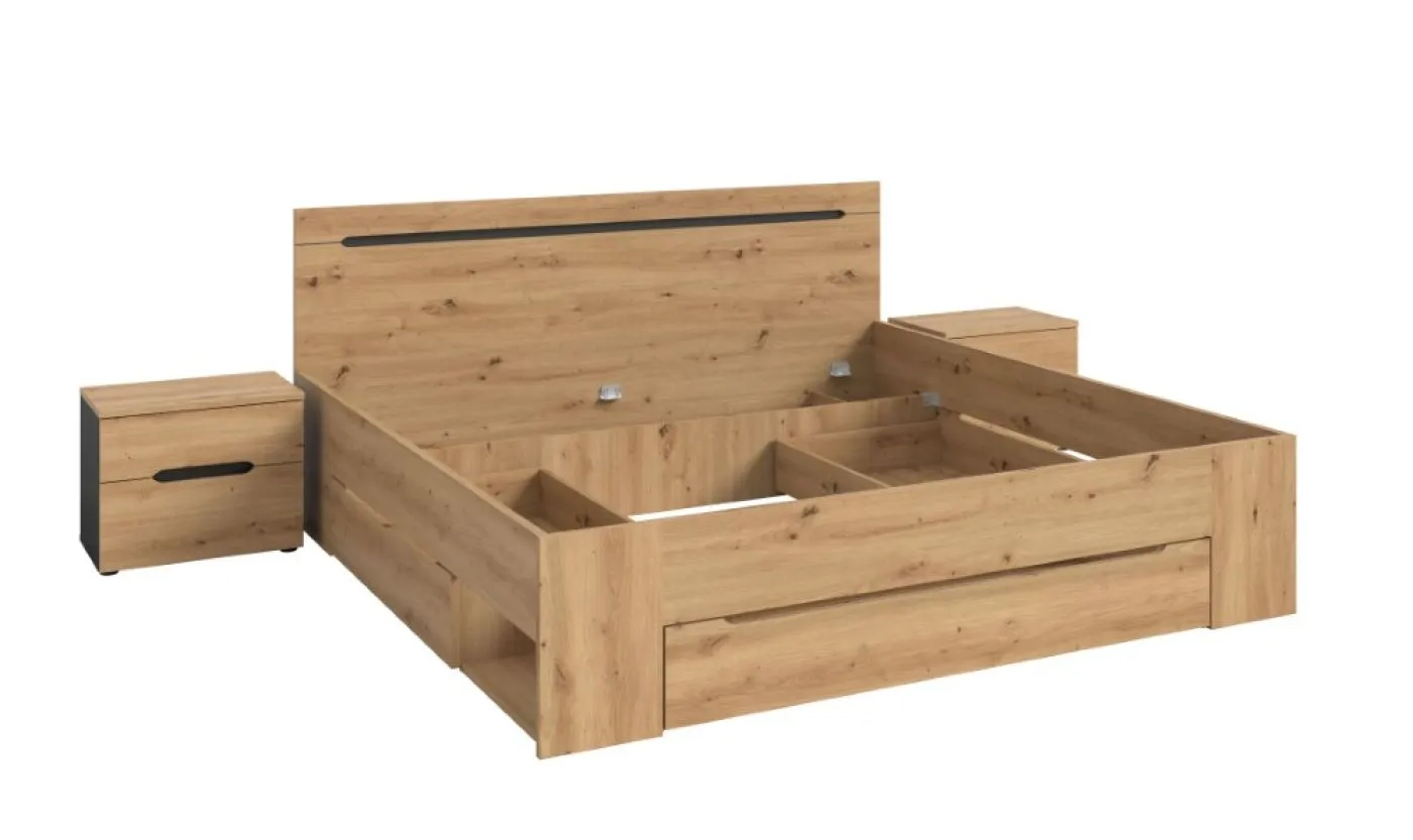 Schlafzimmer-Set Canu (L) | artisan / Basalt grau | 3-teilig