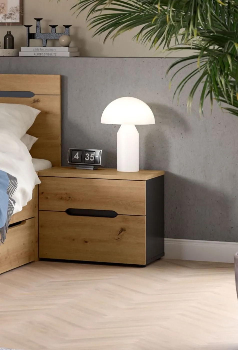 Schlafzimmer-Set Canu (L) | mit Kleiderschrank | artisan / Basalt grau | 4-teilig