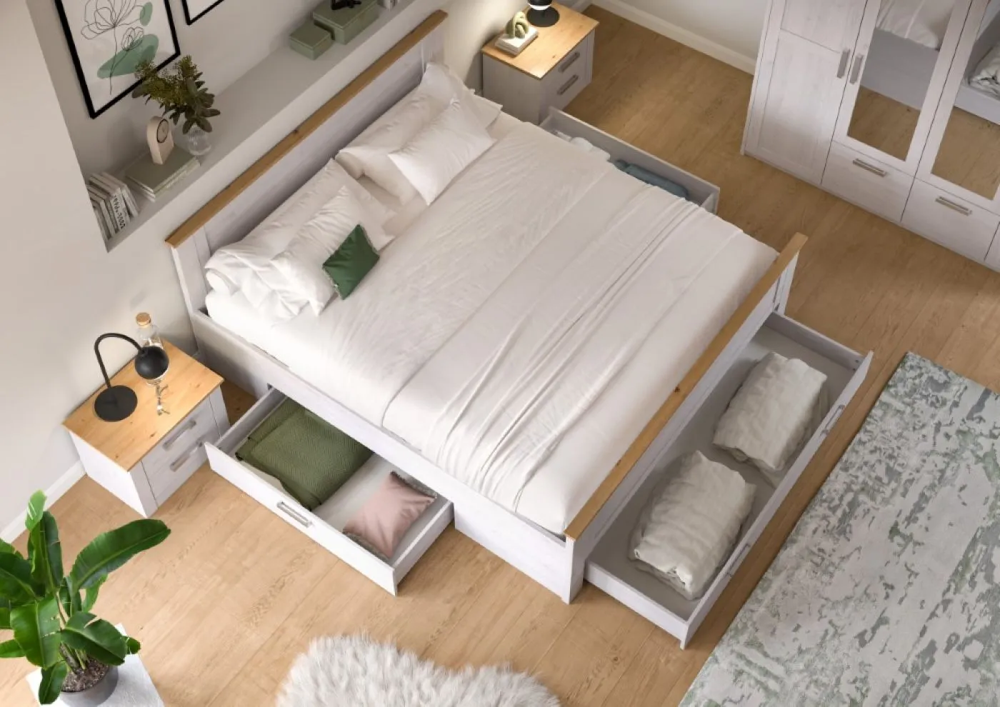 Schlafzimmer-Set Verona 2 | 4-teilig | mit Bettkastenauszügen | Artisan / Sibiu Lärche