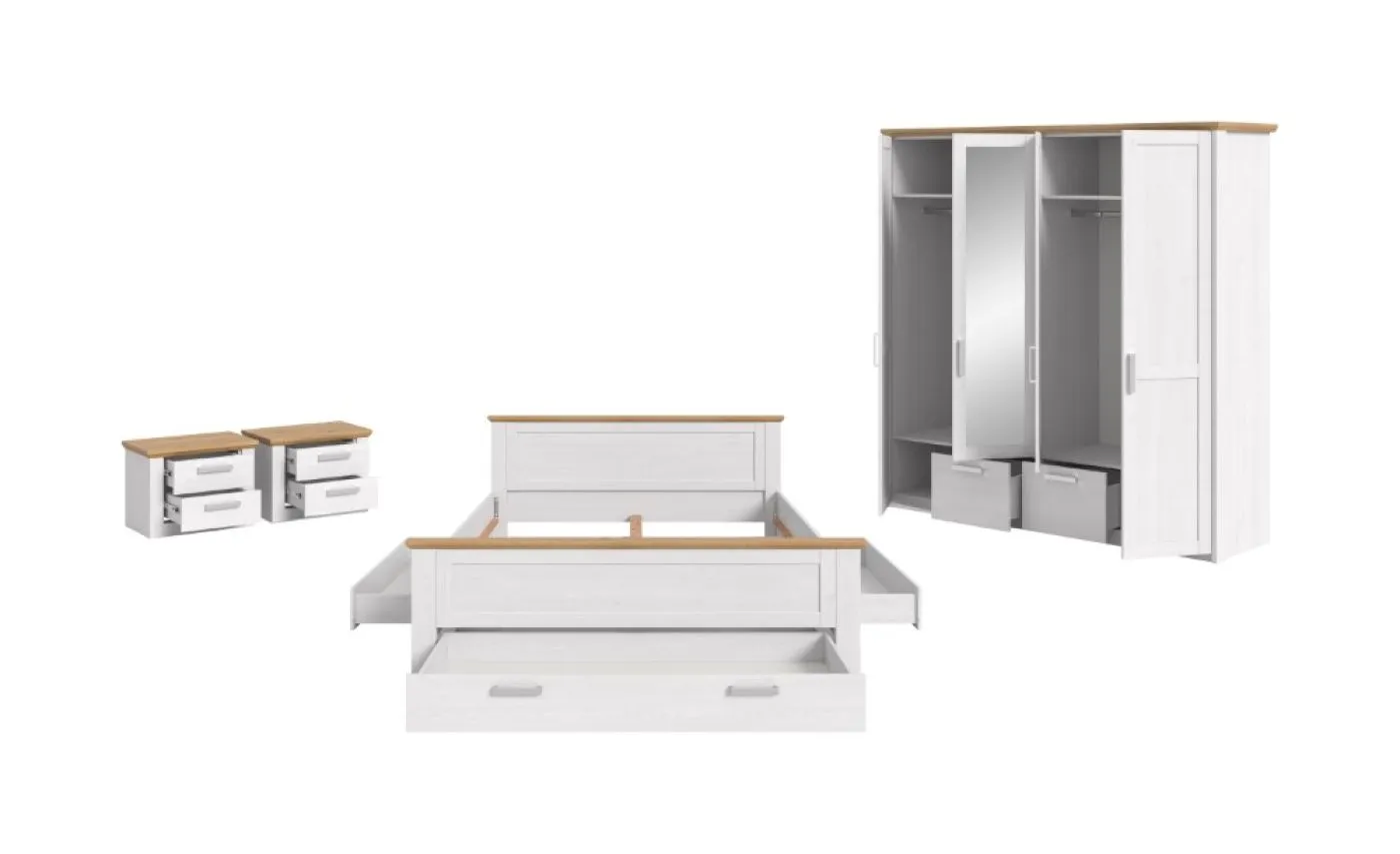 Schlafzimmer-Set Verona 2 | 4-teilig | mit Bettkastenauszügen | Artisan / Sibiu Lärche